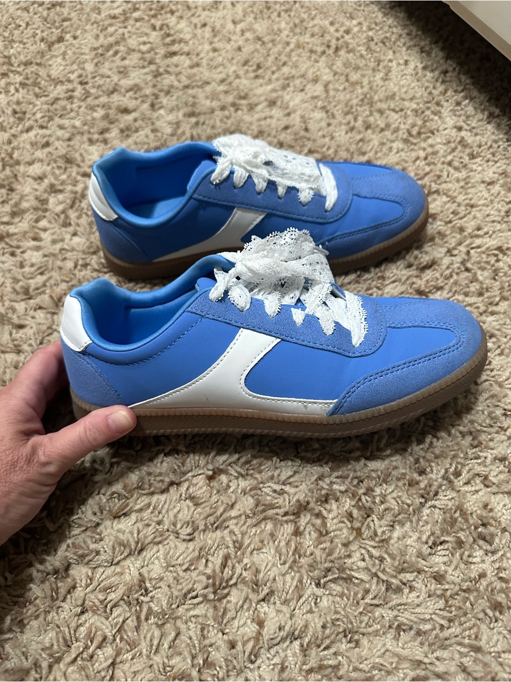No Boundaries Blue and White Lace-Up Sneakers
